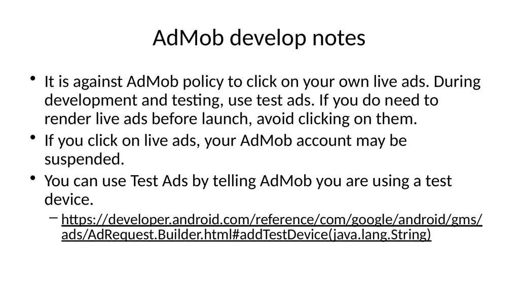 Cosc 5/4735 AdMob for Android Make money with apps - slide 4 of 13