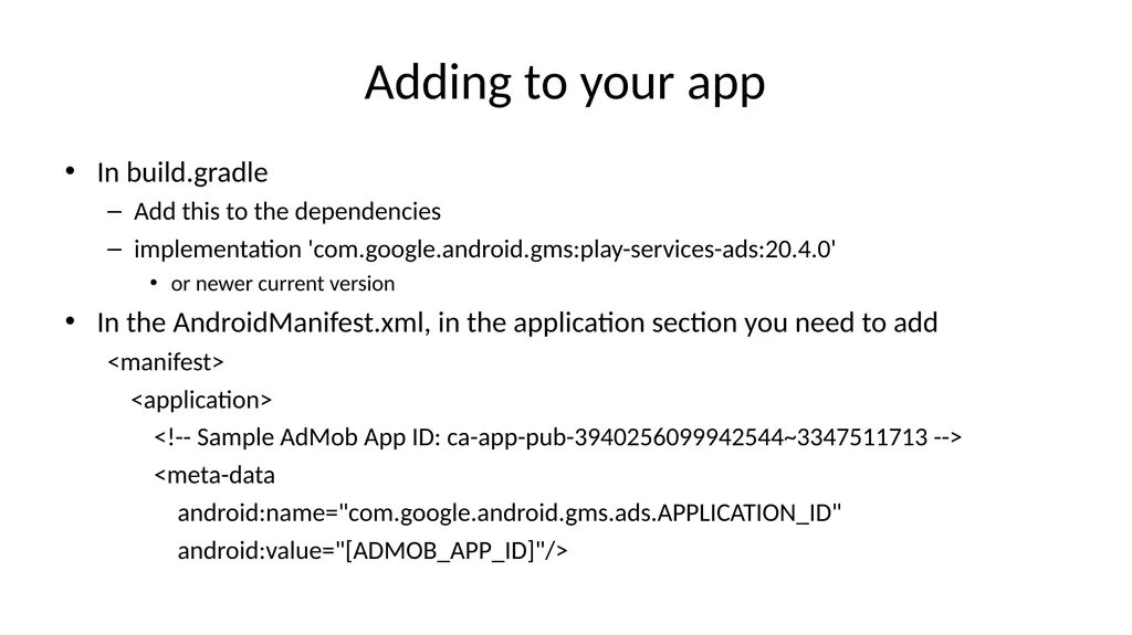 Cosc 5/4735 AdMob for Android Make money with apps - slide 6 of 13
