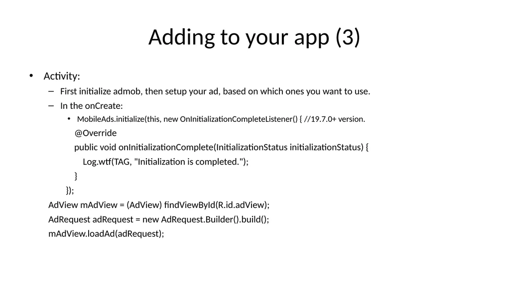Cosc 5/4735 AdMob for Android Make money with apps - slide 8 of 13