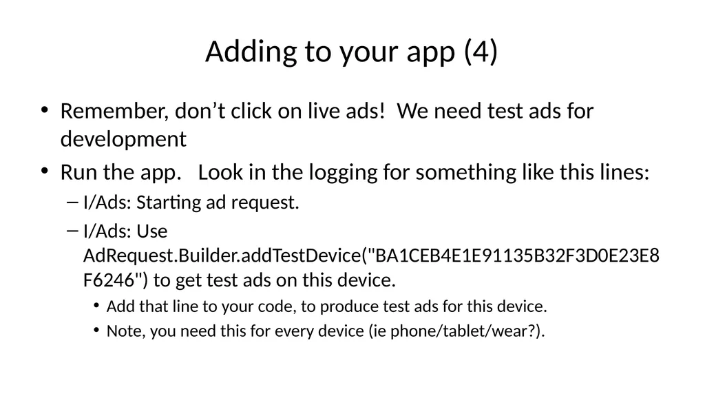 Cosc 5/4735 AdMob for Android Make money with apps - slide 9 of 13
