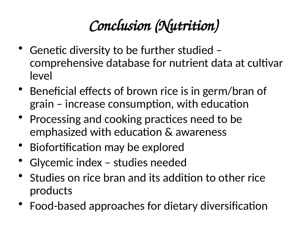 Rice Strategy : Quality, safety & Nutrition Ms. - slide 23 of 24