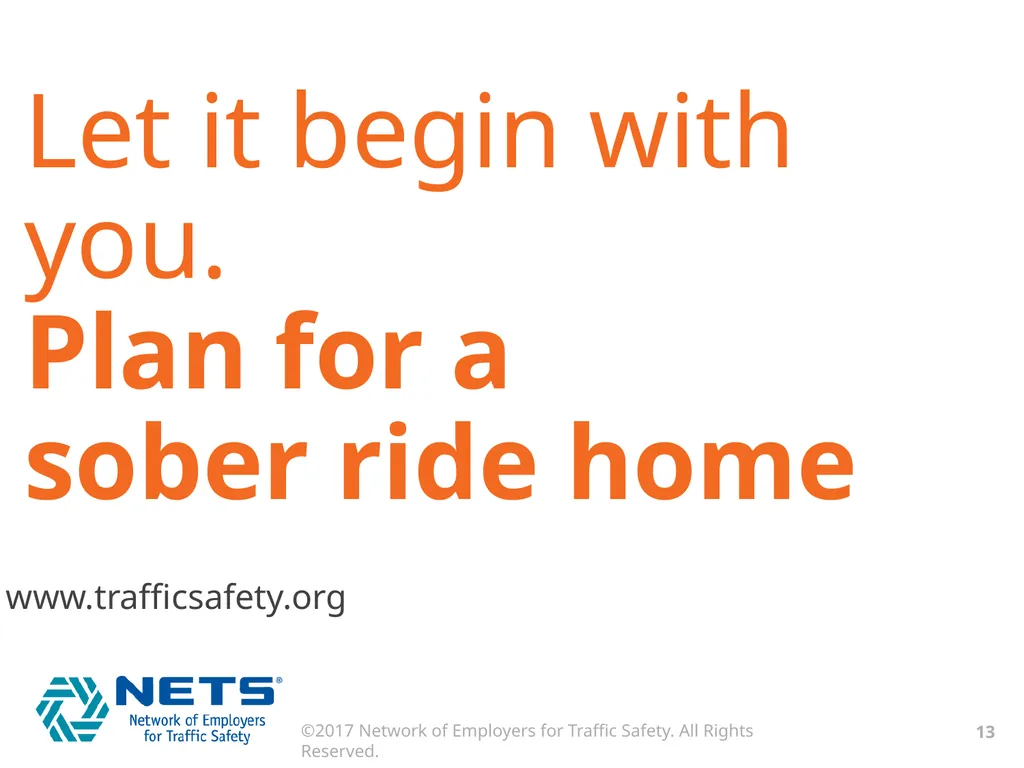 IMPAIRED DRIVING: NEVER A GOOD IDEA Be aware! - slide 13 of 13