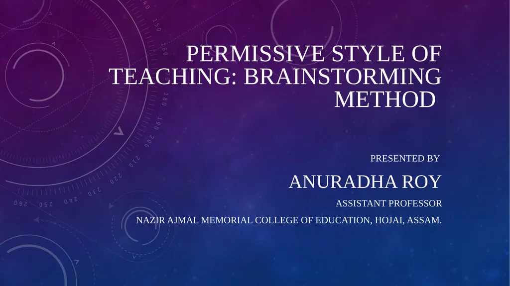Permissive Style of Teaching: Brainstorming Method - slide 1 of 13