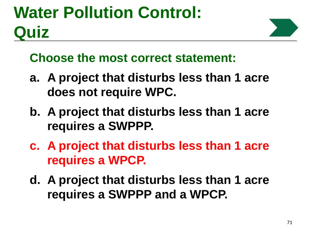 Environmental Stewardship and Water Pollution - slide 71 of 74