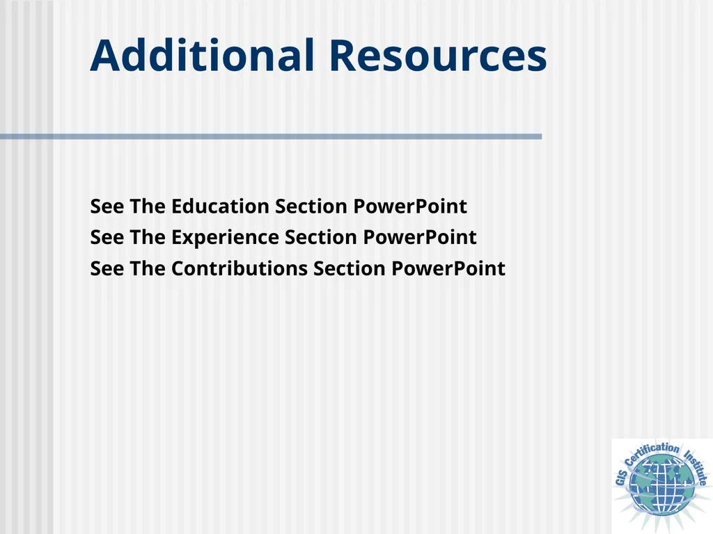 Applying for GISCI Certification A Guide to - slide 11 of 13