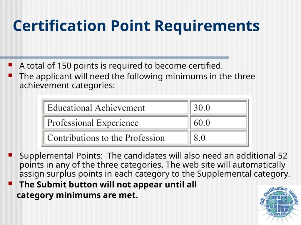 Applying for GISCI Certification A Guide to - slide 7 of 13