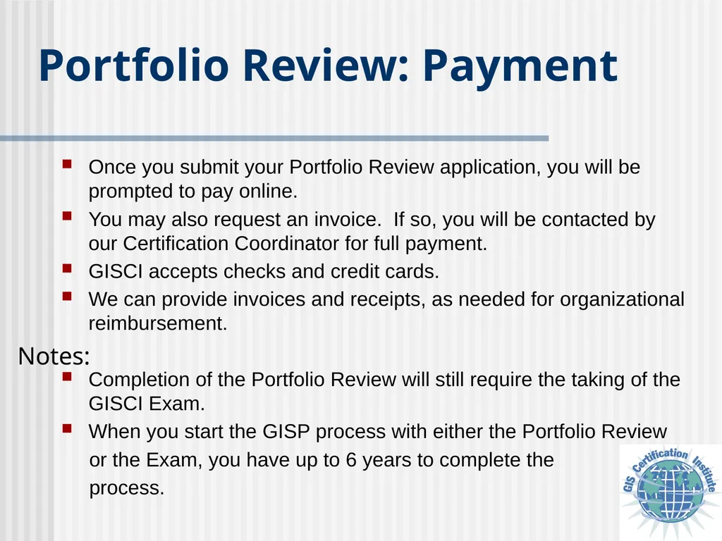 Applying for GISCI Certification A Guide to - slide 8 of 13