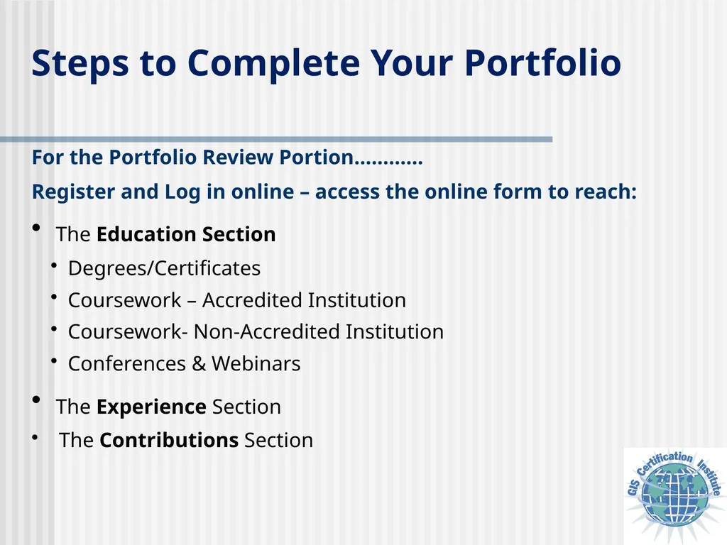 Applying for GISCI Certification A Guide to - slide 4 of 13