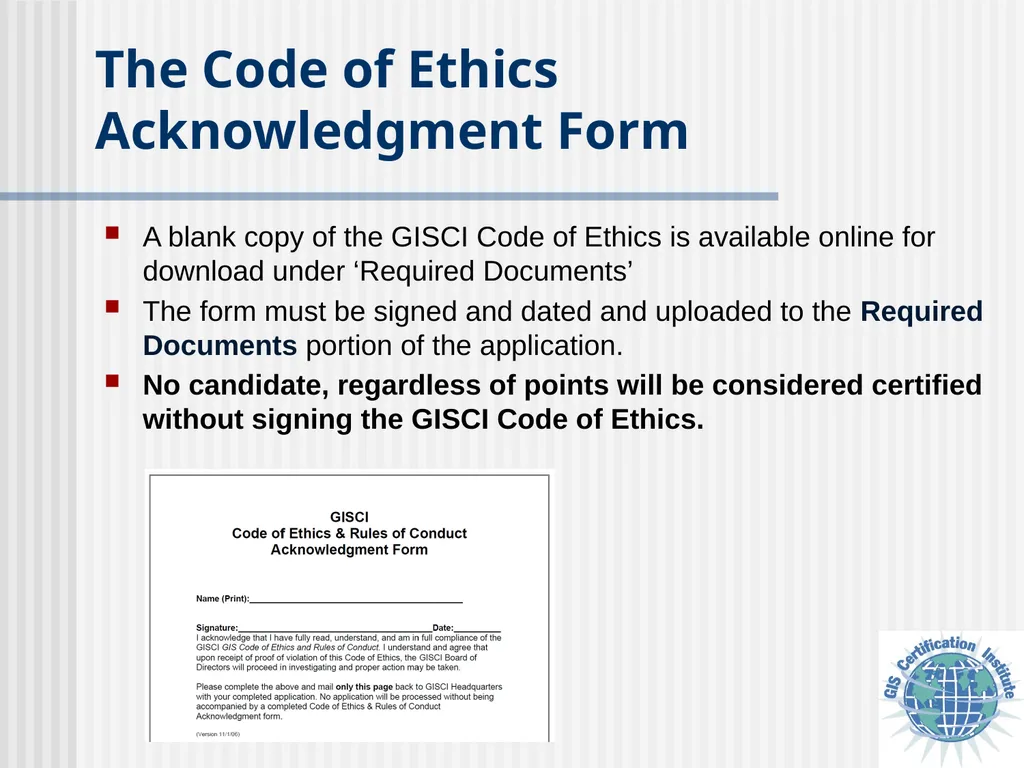 Applying for GISCI Certification A Guide to - slide 9 of 13