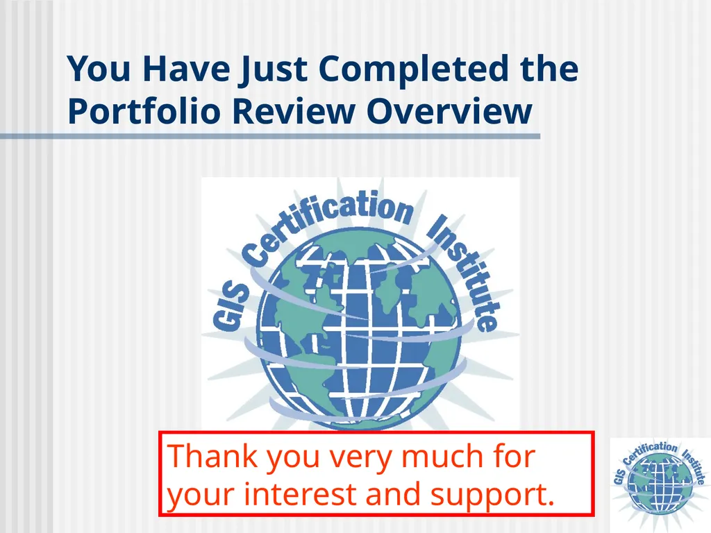 Applying for GISCI Certification A Guide to - slide 12 of 13