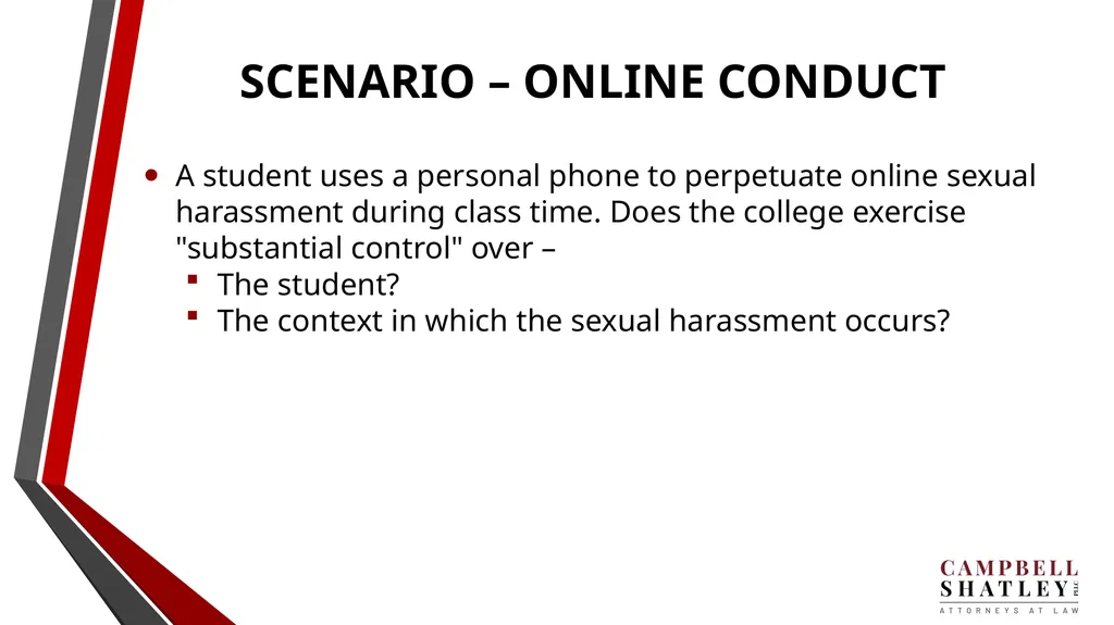 CAMPBELL SHATLEY TITLE IX TRAINING Rules for the - slide 46 of 50