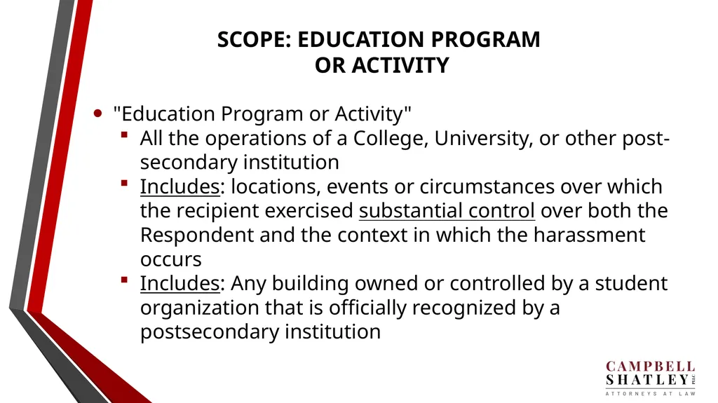 CAMPBELL SHATLEY TITLE IX TRAINING Rules for the - slide 31 of 50