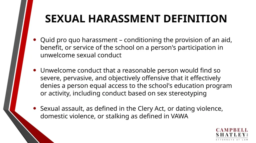 CAMPBELL SHATLEY TITLE IX TRAINING Rules for the - slide 17 of 50