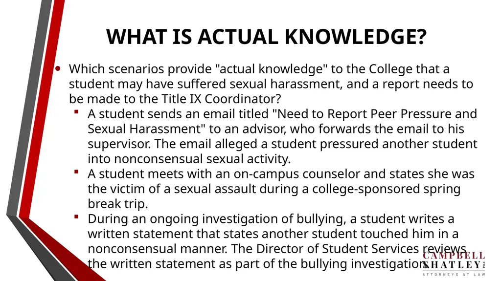 CAMPBELL SHATLEY TITLE IX TRAINING Rules for the - slide 37 of 50