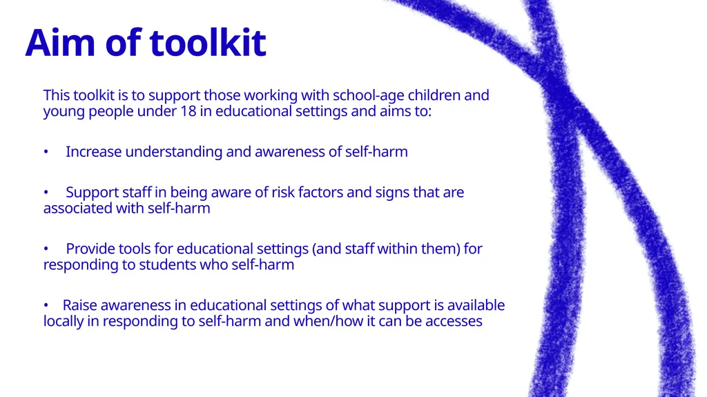 Let’s talk about…. Self-harm Toolkit Expectations - slide 8 of 42