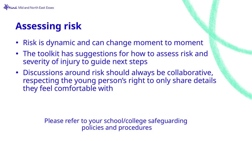 Let’s talk about…. Self-harm Toolkit Expectations - slide 22 of 42