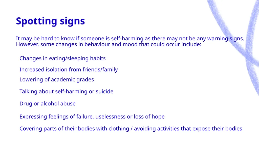 Let’s talk about…. Self-harm Toolkit Expectations - slide 16 of 42