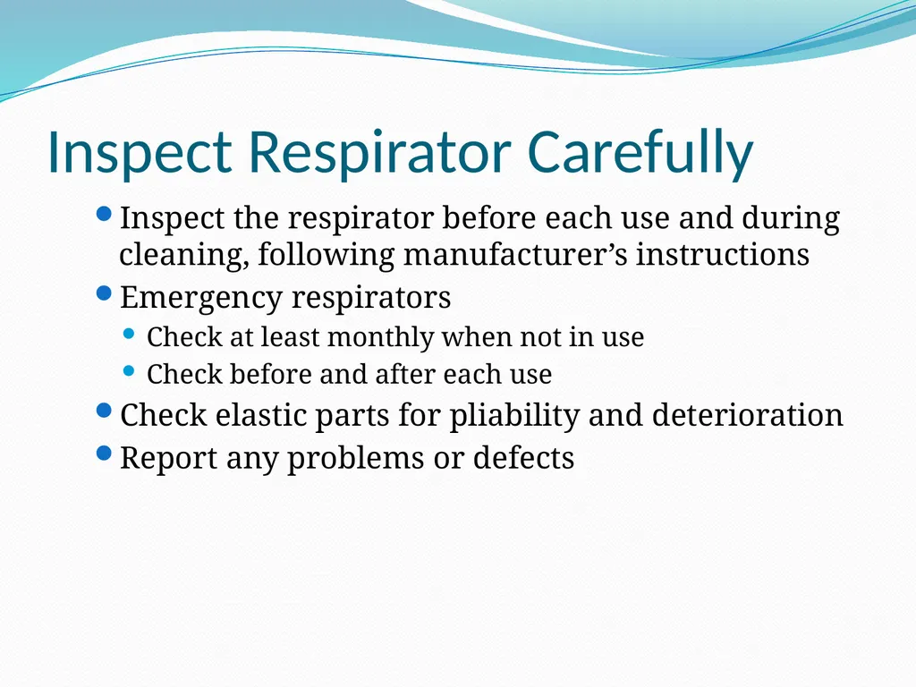 Respiratory Protection Session Objectives You will - slide 28 of 36
