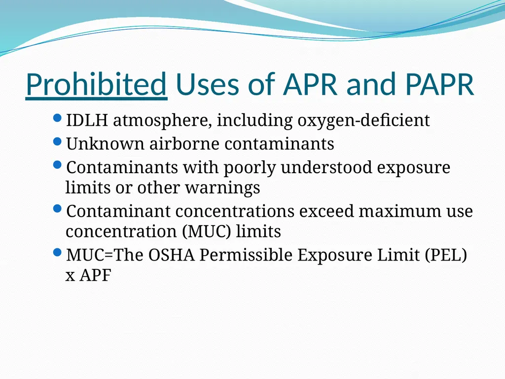 Respiratory Protection Session Objectives You will - slide 15 of 36
