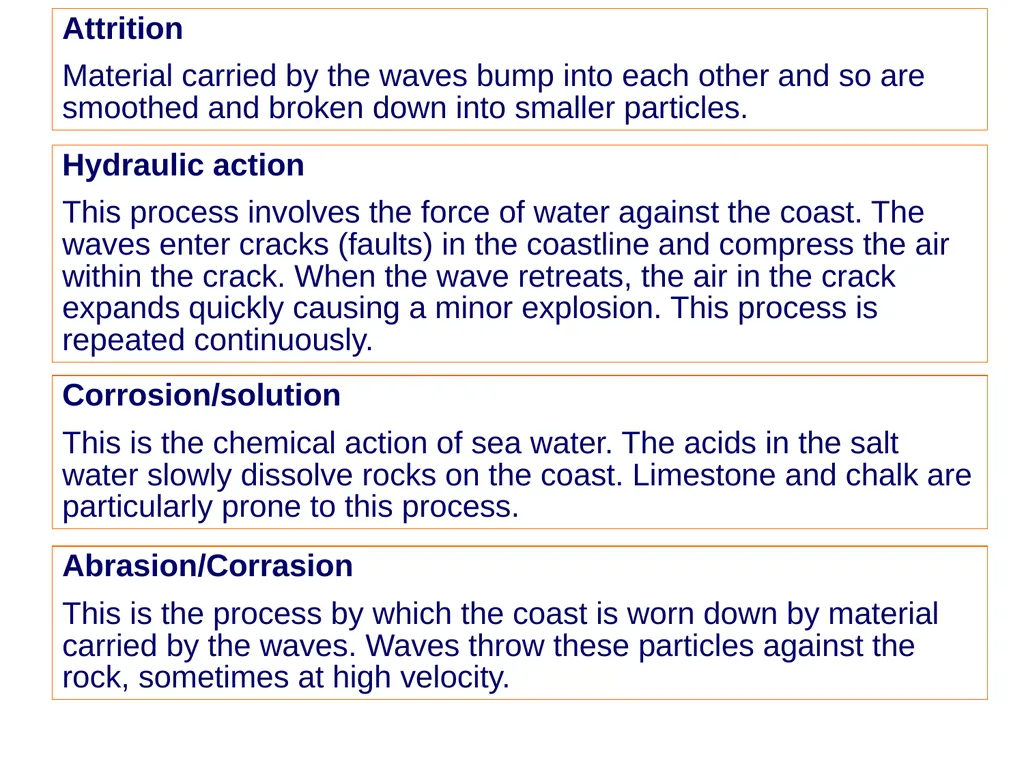 Coastal Erosion Learning objectives To be able to - slide 5 of 27