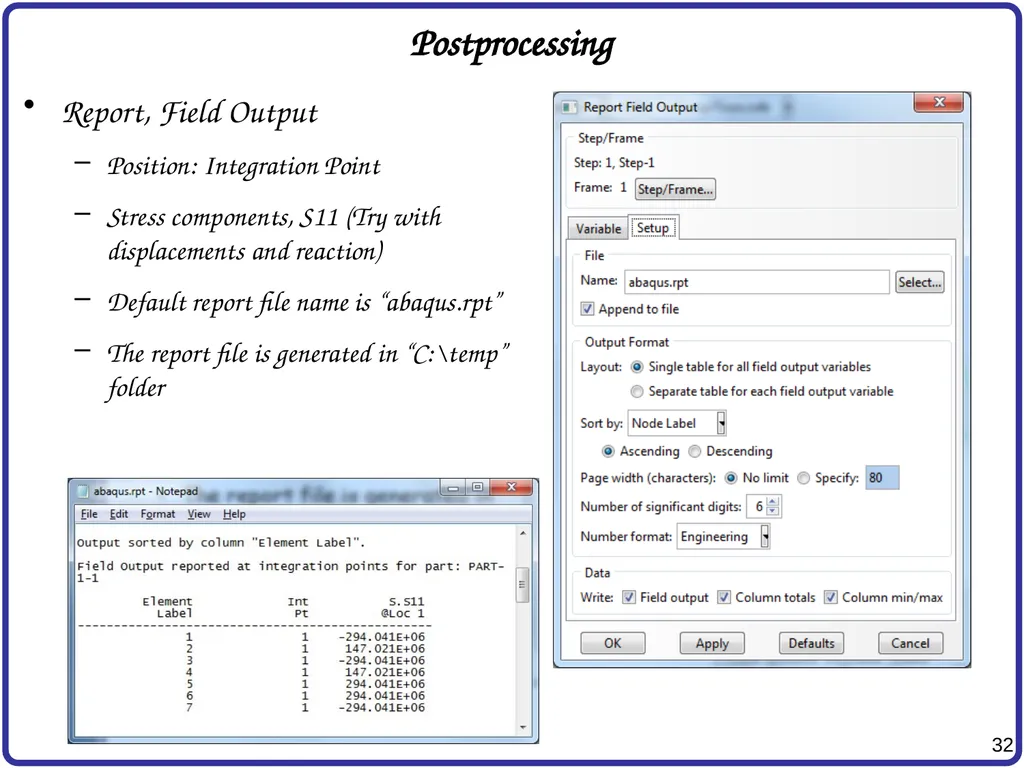 Finite Element Analysis Using Abaqus Instructor: - slide 32 of 33