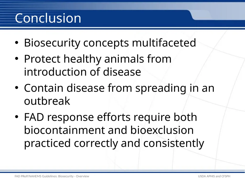 Biosecurity Overview Adapted from the FAD - slide 28 of 31