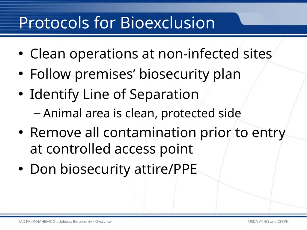 Biosecurity Overview Adapted from the FAD - slide 26 of 31
