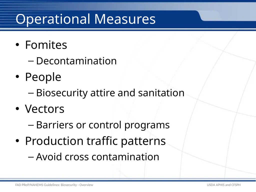 Biosecurity Overview Adapted from the FAD - slide 16 of 31
