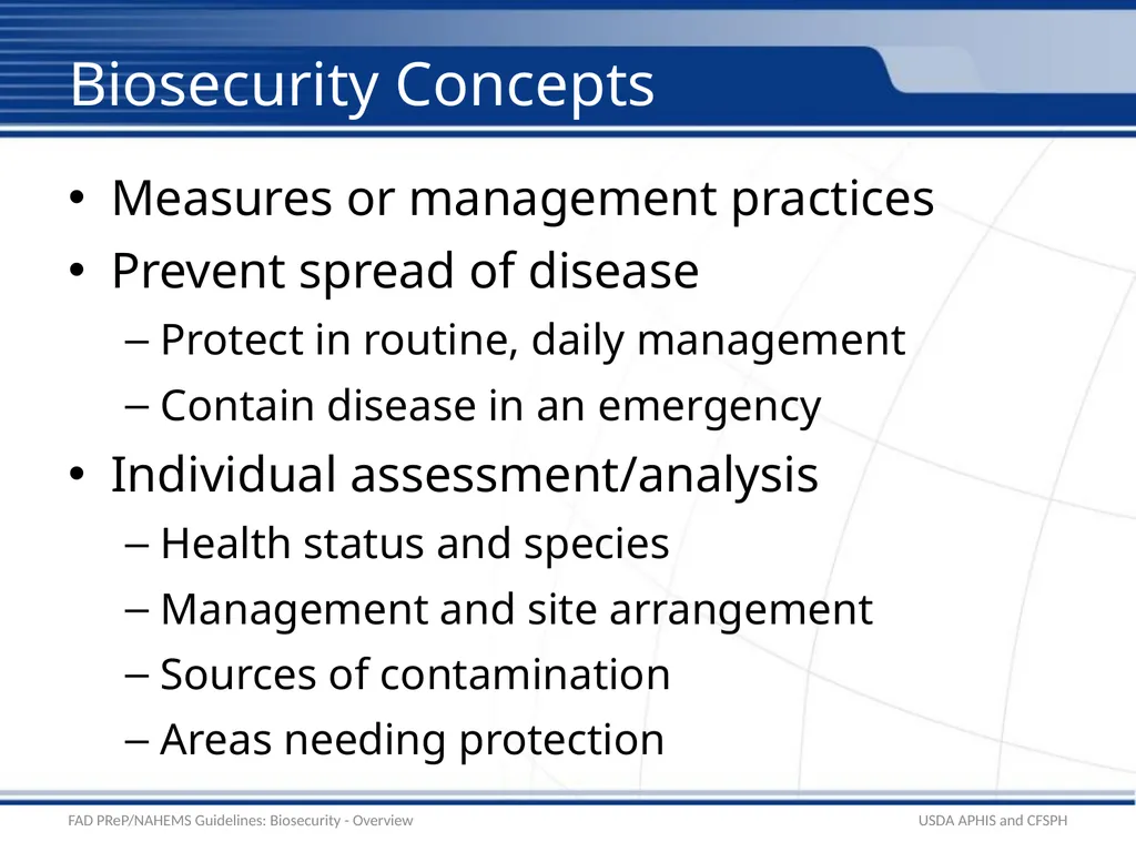 Biosecurity Overview Adapted from the FAD - slide 3 of 31