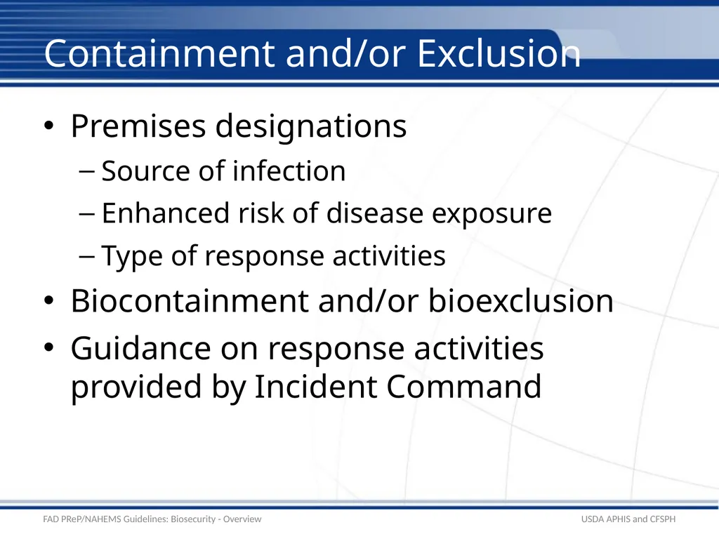 Biosecurity Overview Adapted from the FAD - slide 20 of 31