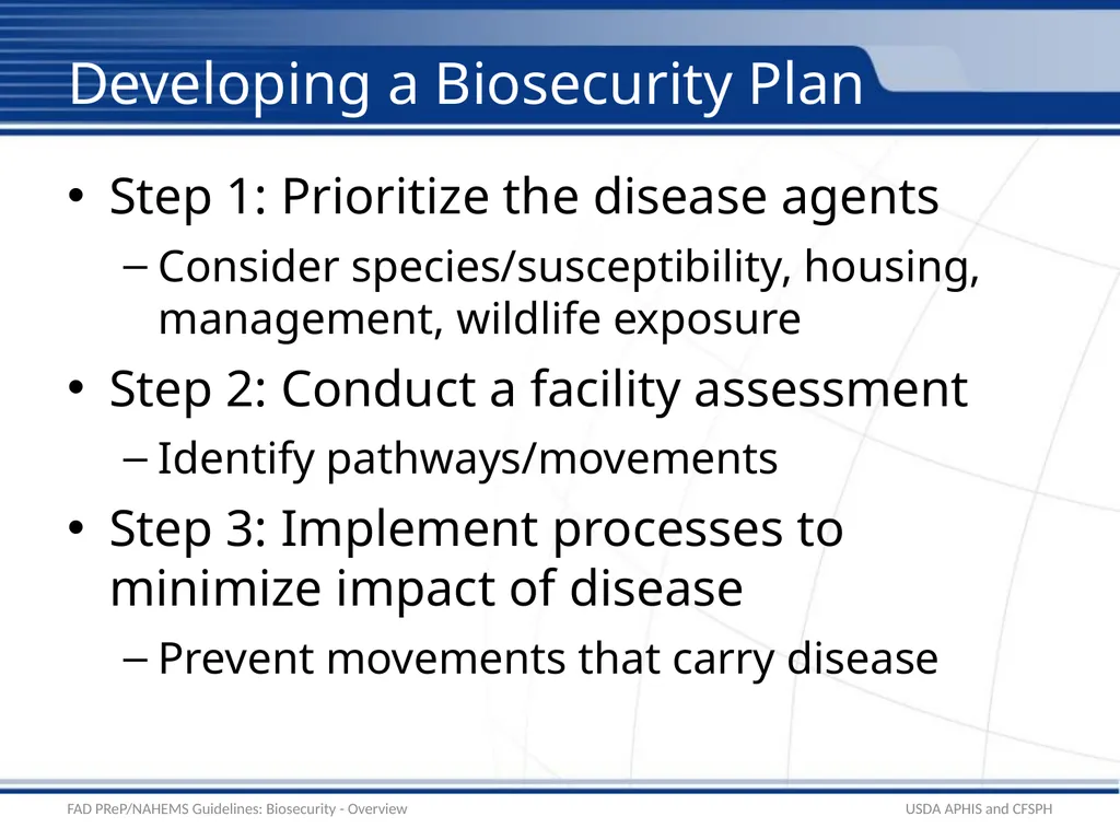 Biosecurity Overview Adapted from the FAD - slide 9 of 31
