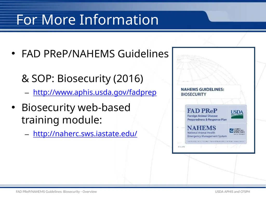 Biosecurity Overview Adapted from the FAD - slide 29 of 31