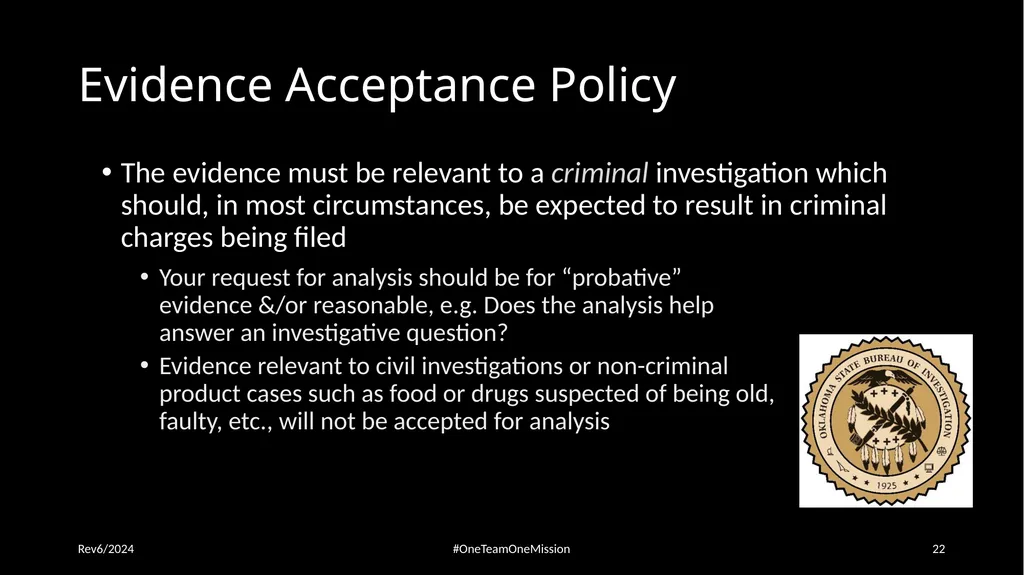 Physical Evidence: Packaging & Submitting to the - slide 22 of 59
