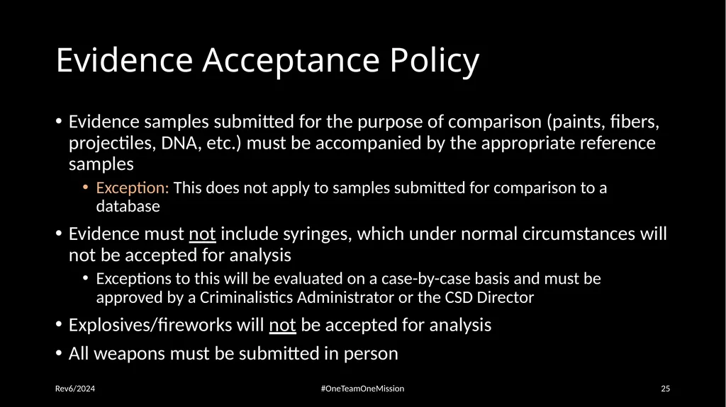 Physical Evidence: Packaging & Submitting to the - slide 25 of 59