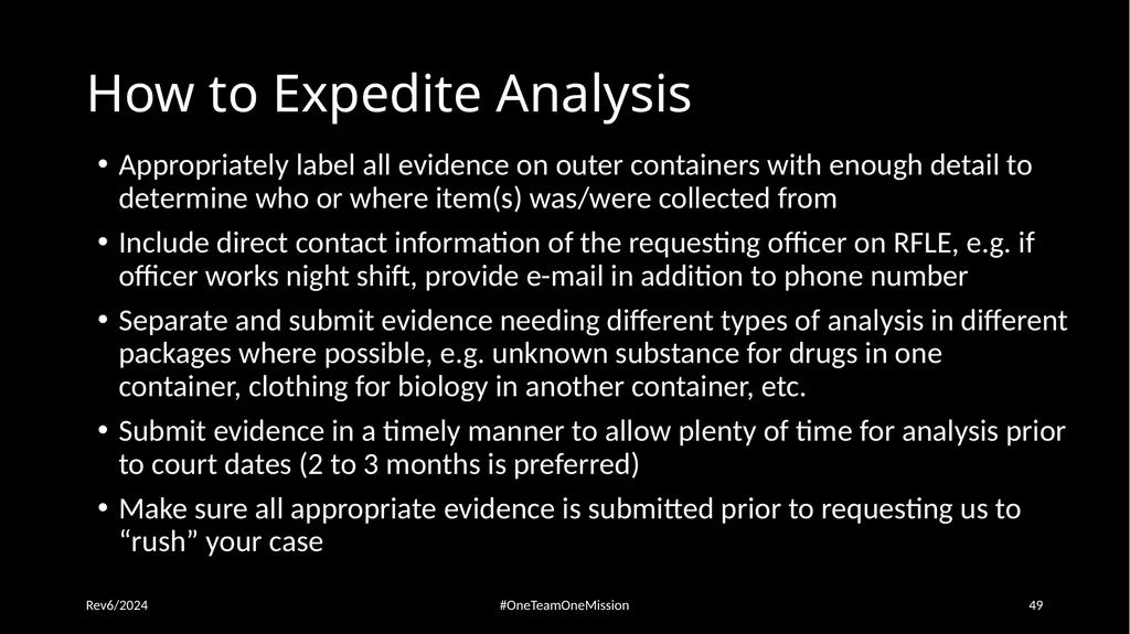 Physical Evidence: Packaging & Submitting to the - slide 49 of 59