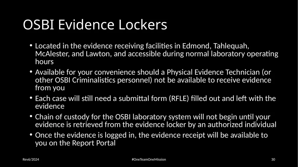 Physical Evidence: Packaging & Submitting to the - slide 30 of 59