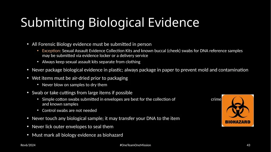 Physical Evidence: Packaging & Submitting to the - slide 43 of 59