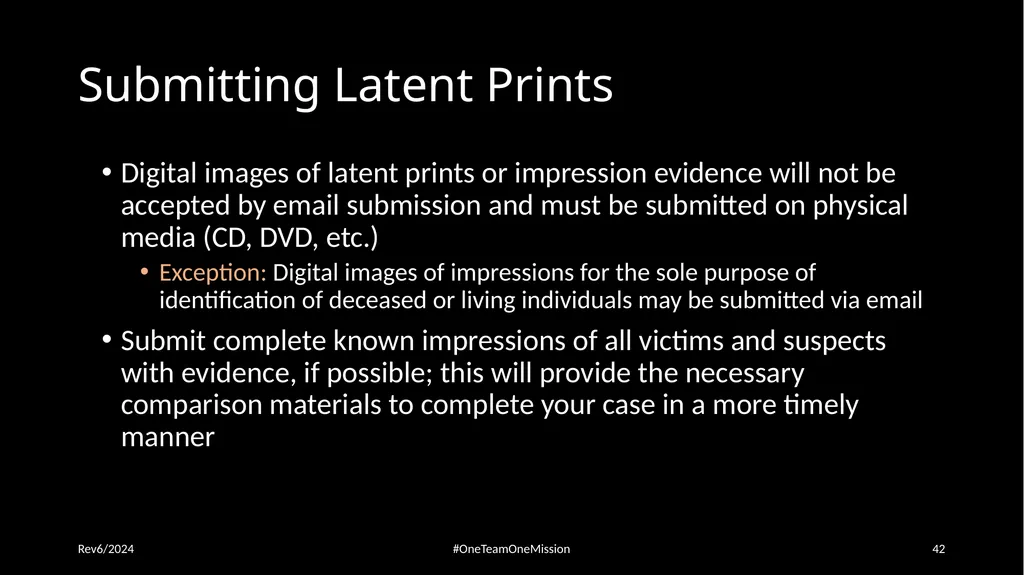 Physical Evidence: Packaging & Submitting to the - slide 42 of 59