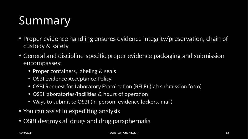 Physical Evidence: Packaging & Submitting to the - slide 55 of 59