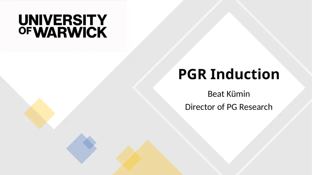 PGR Induction Beat Kümin Director of PG Research - slide 1 of 20