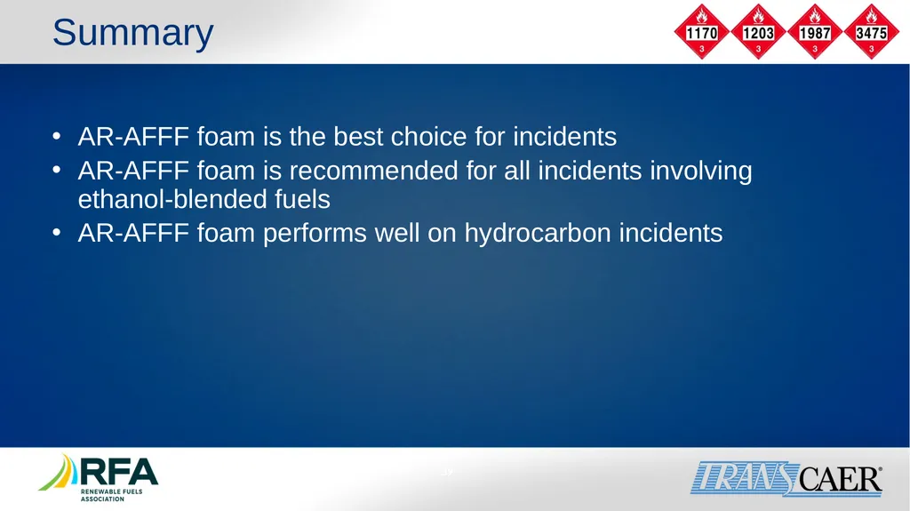 Module 6: Fire Fighting Foam Principles Objective - slide 39 of 39