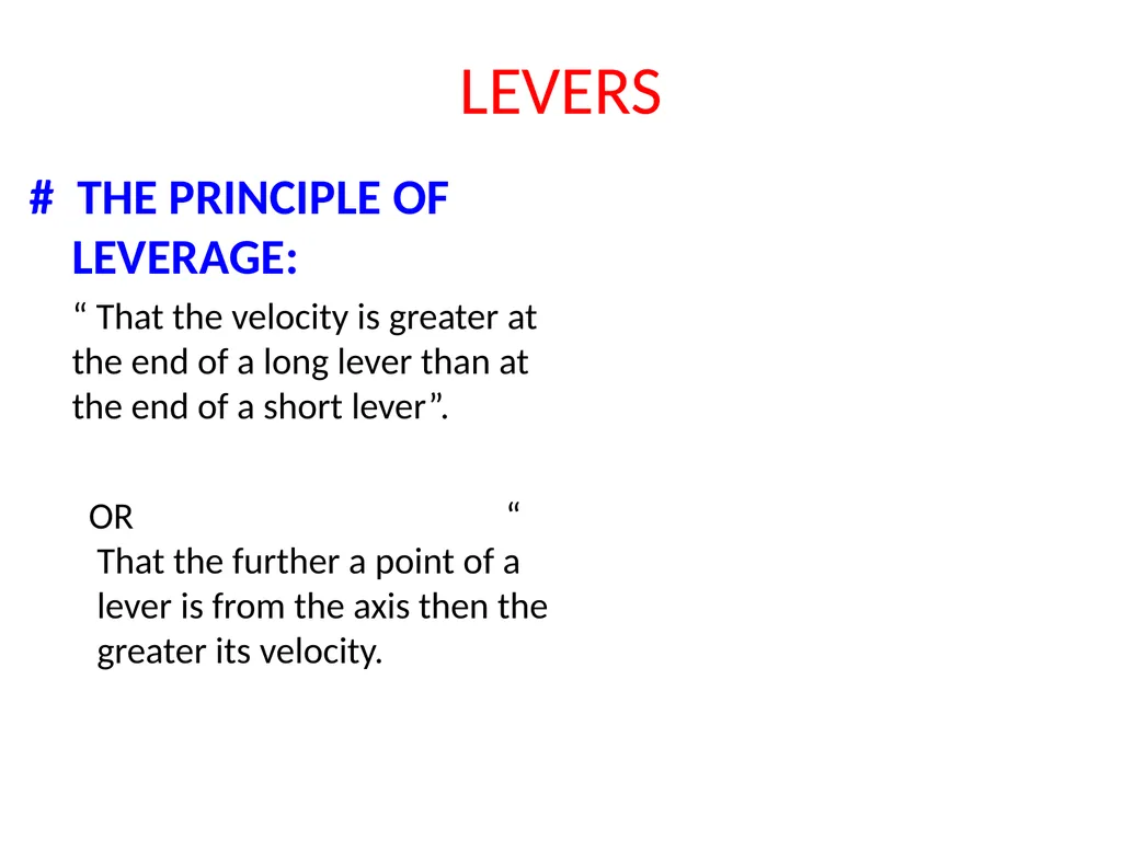 THIRD CLASS LEVERS # Third class levers : The - slide 2 of 8