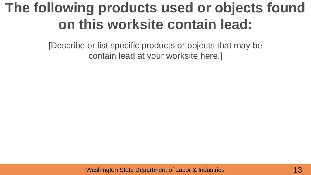 Lead in Construction Training on the hazards of - slide 13 of 43