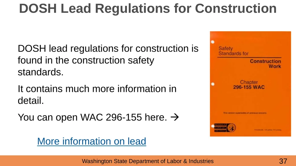 Lead in Construction Training on the hazards of - slide 37 of 43