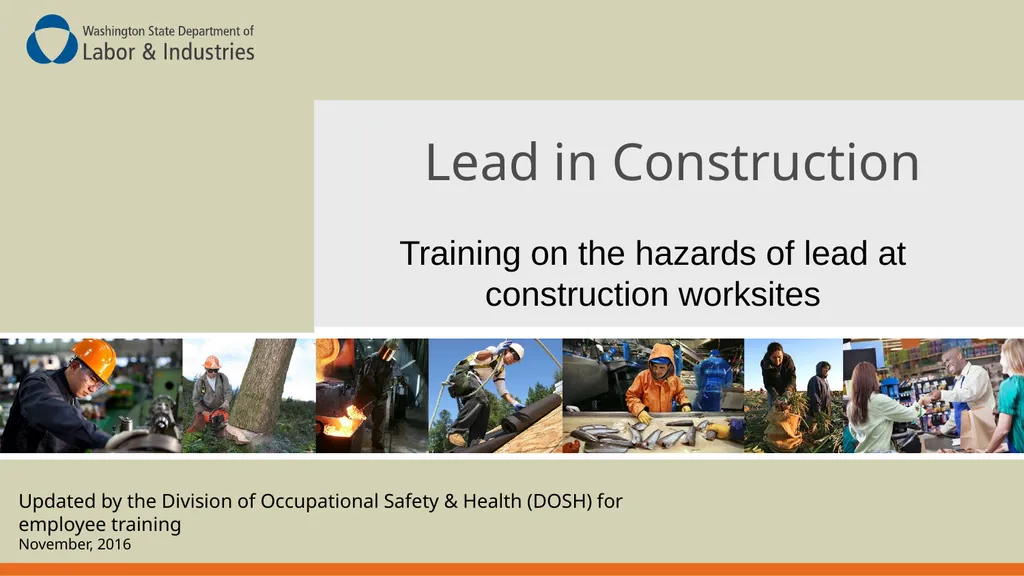 Lead in Construction Training on the hazards of - slide 1 of 43