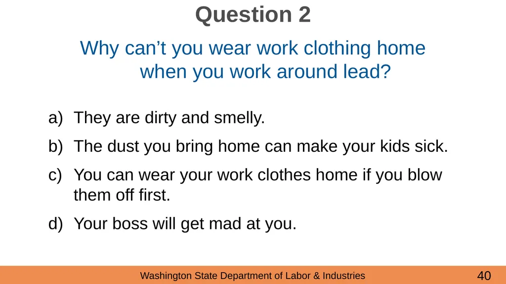 Lead in Construction Training on the hazards of - slide 40 of 43