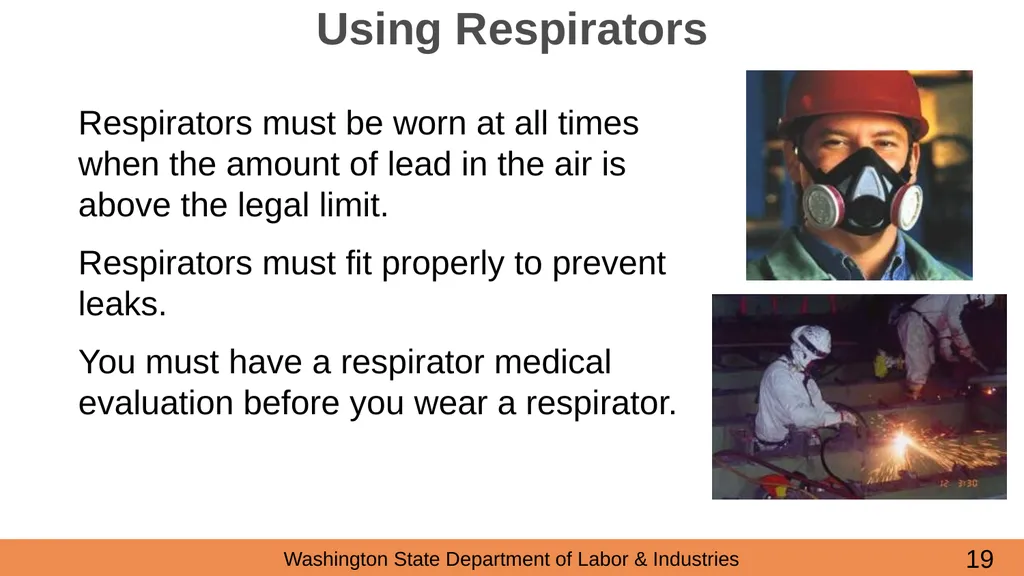 Lead in Construction Training on the hazards of - slide 19 of 43