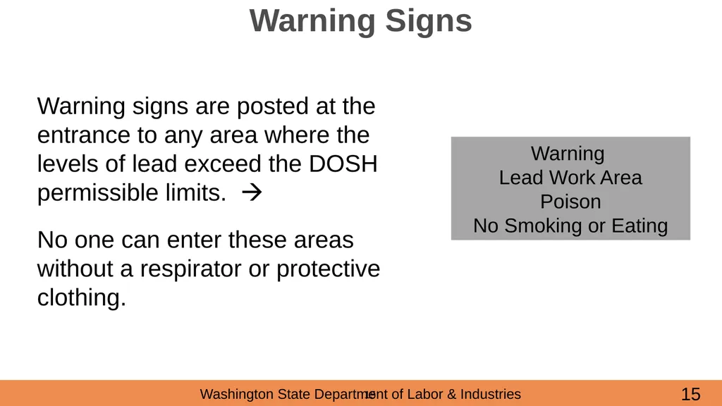 Lead in Construction Training on the hazards of - slide 15 of 43