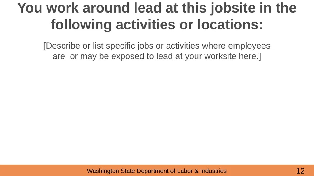 Lead in Construction Training on the hazards of - slide 12 of 43