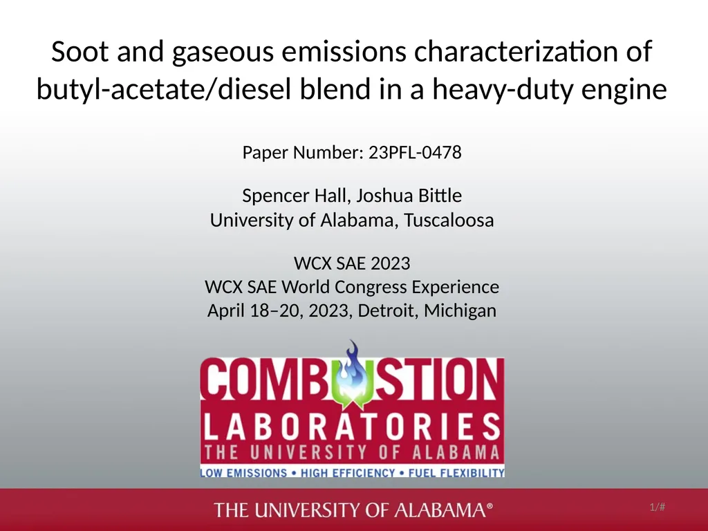 Soot and gaseous emissions characterization of - slide 1 of 31